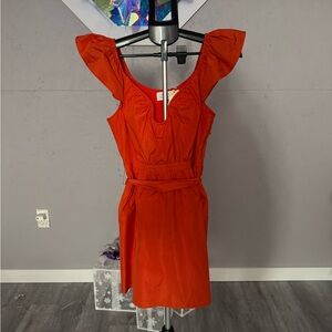 Tanya Taylor Vibrant Orange Mini Dress